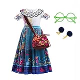 LZH Mirabel Madrigal Kostümkleid Encanto Mirabel Isabela Verkleidung Kostüm Cosplay Prinzessin Kleid mit Tasche und Brille Grün für Mädchen
