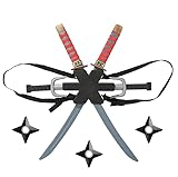 Udekit Ninja Rucksack Katana Krieger Waffen Set Für Kinder Halloween Mottoparty Karneval Dress Up Party Cosplay Accessoir
