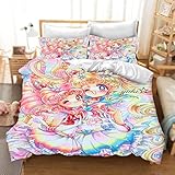 DDONVG Sailor Moon Bettwäsche 135x200 Japan Anime Bettbezug Set Kinder Mikrofaser Bettwäsche Mit Reißverschluss Und Kissenbezug (4,135 X 200 cm 50 x 75 x 1)