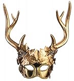 shoperama Maske Diana Artemis Göttin der Jagd mit Hirschgeweih Gold Wald Hirsch Mythologie Jägerin Kriegerin Waldgeist