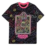 Stranger Things Neonfiguren drucken T Shirt, Adultes, S-5XL, Schwarz, Offizielle Handelsware