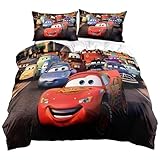 JWTRSVTY Cars Bettbezug Kissenbezug, Cars 3D Bettbezug 135 x 200, Cars Kissenbezug 50 x 75, Cars BettwäSche Kinder, Cars BettwäSche Geschenke, FüR Jungen MäDchen Cars 3D Bettbezug Baumwolle