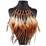 Amorar Halskette Indianer, Frauen Choker Schmuck Retro Anhänger Halskette Federhalskette Halsschmuck Legierung Boho Lang Sweater Kette Kopfschmuck Geschenk Karneval Kostüm Party Zubehör