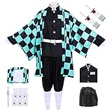 Formemory Tanjiro Cosplay Kostüm Set Anzug Herren Tanjiro Cosplay Kimono Outfit No Yaiba Anime Costume Damen Herren Mädchen Und Mantel (Large, Tanjirou)