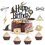 33 Stück Magical Tortendeko, Glitter Wizard Happy Birthday Cake Topper, Magier Geburtstag kuchen deko, Magic Theme Inspiriert Tortenaufleger für Junge Mädchen Party Dekoration