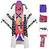 Demon Slayer Daki Cosplay Kimono Outfit, Damen Anime Kleidung, Kimetsu No Yaiba Komplettset Halloween Party Kleidung,Weiß,M