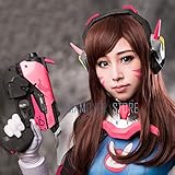 ydound Anime Coer Wig. Biamoxer Spiel. Ow D. va 55 cm lang braun DVA Hana Song Hitzebeständige Cosplay Kostüm Perücke Lange Haarperücke Cosplay Haarteil