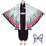 Formemory Kochou Shinobu Cosplay Kostüm Halloween Shinobu Cosplay Kimono Outfit No Yaiba Anime kostüm Damen Herren Mädchen Und Mantel (Kochou Shinobu, L)
