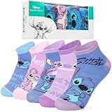 Disney Socken Mädchen, Ankle Socks im 5er-Pack, Weich & Atmungsaktiv - Stitch Sachen (Rosa/Blau Stitch, 30-35 EU)
