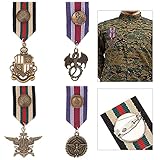 AHANDMAKER 4 Stück Kostüm Militärabzeichen Medaille, 4 Style Military Hero Combat Medals Brosche Navy Military Badge Patriot Brosche Pin Stripe Für Damen Herren Soldat Mantel Jacke Uniform Party