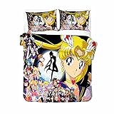 Sailor Moon Bettwäsche Set Für Kinder - Kinderbettwäsche 135x200 Mädchen - Anime Bettwäsche - Kissenbezug 80x80 + Bettbezug (A05,135x200cm+80x80cmx1)