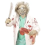 NET TOYS Zombiemaske Arzt Latexmaske Psycho Zombie Maske Halloween Doktor Horrormaske Gruselmaske Halloweenmaske Krankenhaus Kostüm Zubehör Erwachsene