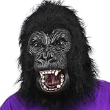 shayulajiao Gorilla Maske Realistische Latex-Vollkopfmaske, Lustiges Tierkostüm mit Affen- & Schimpansendesign für Halloween/Fasching, Atmungsaktive Karneval-Party-Maske (Einheitsgröße)