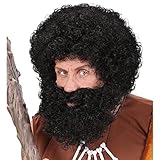 Widmann 6489N - Perücke und Bart Knecht Ruprecht, schwarz, Steinzeitmensch, Weihnachten, Karneval, Mottoparty