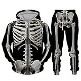 Trainingsanzug Herren, Halloween Skelett Jogginganzug Herren Sportanzug Freizeitanzug Fitnessanzug Männer Jogginganzug Baumwolle Sport Sweatjacke Hoodie Sweatshirt + Traininghose Tracksuit Set