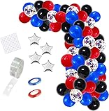 Spider Hero Ballon Girlande Bogen Kit, Spinne Junge Geburtstag Party Dekorationen rot schwarz blau Luftballons für Junge Anime 4. 5. 6 Geburtstag Graduierung Ruhestand Party Supplies