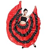 LOLANTA Roter schwarzer spanischer Stierkampf-Rock der Frauen Flamenco-Kostüm, 180 Grad