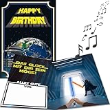 bentino XL Musikkarte Lichtschwert, MEGA Lichteffekt, Geburtstagskarte mit Sound, DIN A4 Set mit Umschlag, lustige Glückwunschkarte zum Geburtstag