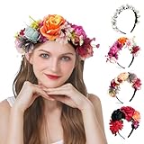 LOPHE Künstliches Blumen Haarreifen, Braut-Kunstblumen, Geeignet für Damen, Hochzeit, Strand, Urlaub, Party, Strand(A)