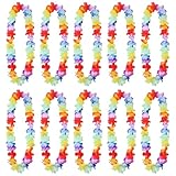 12 Stück Hawaii Ketten Blumen, Hawaiianische Deko Girlanden, Poolparty Dekorieren Halskette, Bunte Blumenketten Hawaii, für Kinder Erwachsene Strand Tropisch Geburtstag Party Kostüm Accessoires