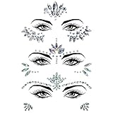 Sularpek 3 Stücke Glitzersteine Gesicht Festival, Gesicht Strasssteine, Strass Gesicht Juwelen Kristalle Strasssteine Gesicht Temporäre Tattoos, Strass für Karneval Schminke Party Make up