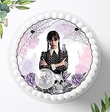 Für die Geburtstags Torte, Zuckerbild kompatibel mit: Wednesday Tortenbild, Essbares Foto für Torten, Fondant, Tortenaufleger Ø 20cm, 1393z