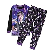 Thombase Kinder Mädchen Wednesday Addams 3D-Druck Nachtwäsche Pyjamas Pjs Schlafanzüge Nightshirts 5-12Y (lang,150)