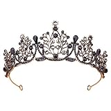 Duoc Barock-Krone, Vintage, rund, Retro, Gothic, Strass, schwarze Königin Krone für Hochzeit, Festival, Party, Haarschmuck für Frauen und Erwachsene
