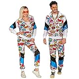 W WIDMANN MILANO Party Fashion - Kostüm Trainingsanzug Pop Art, Comic, 80er Jahre Outfit, Jogginganzug, Retro Style