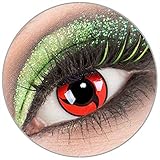 Farbige rote schwarze 'Itachi' Kontaktlinsen ohne Stärke 1 Paar Crazy Fun Kontaktlinsen mit Behälter zu Fasching Karneval Halloween - Topqualität von 'Giftauge'