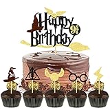 Glitter Magier Kuchen Deko,Glitter Wizard Cupcake Topper,Magical Wizard Inspiriert Happy Birthday Deko für Magic Theme Party Supplies