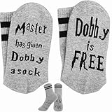 Dobby Socken 2 Paar Anti-Rutsch Baumwolle Geschenke zum Geburtstag Druck Socken Socken Eine Socke dobby frei Socke Unisex - Hellgrau