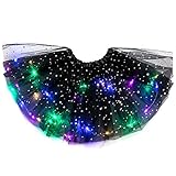 Tutu Rock für kleine Mädchen, Tutu-Rock mit Sternen und Pailletten, Tüllrock mit Lichtern, Neonfarben, Leuchtend, Partykleid, Karnevalskostüm, Prinzessinnenkleidung für Kinder
