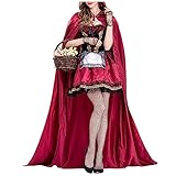 Rosennie Gothic Oberteil Prom Dress Kleid Sommer Cosplay Kleid Gothic Kleid Mit Umhang Steampunk Kleider Faschingskostüme Dienstmädchenkleid Kurz Kleid Weißes (Wein, L)