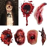 Halloween Temporäre Tätowierung Aufkleber, CARGEN Blutige Wunde Fake Blood Makeup Aufkleber 6 Blatt für Halloween Make Up Cosplay Party Narben Tattoo Maskerade Prank Prop Dekorationen Gesicht