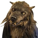 TIANHUA Werwolf Gesichtsbedeckung Leuchtende Augen Bewegliche Ohren und Kiefer für Halloween Cosplay Leuchtende Augen Bewegliche Ohren und Kiefer Werwolf Gesichtsbedeckung Halloween Cosplay Party
