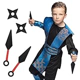 Boland 50432 - Ninja Waffen Set, 4-teilig, Wurfsterne und Kunai, Kostüm Accessoires, Dekoration, Zubehör für Faschingskostüme