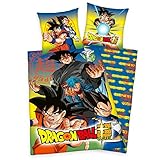 Herding Dragonball Bettwäsche-Set, Kopfkissenbezug 80 x 80 cm, Bettbezug 135 x 200 cm, Mit praktischer Knopfleiste, 100% Baumwolle/Linon