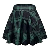 Damen Basic Casual Stretch Taille Ausgestellte Mini Röcke Elegante A-Linie Pull On Skater Rock(L, 18)