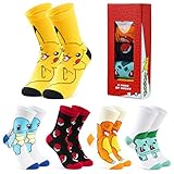 Pokemon Jungen Socken 5 Pack Pikachu Knöchel Socken Kinder Dehnbar Atmungsaktiv Crew Socken für Jungen Mädchen und Jugendliche - Pokemon Geschenke (11.5-3, Mehrfarbig)