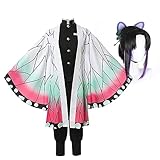 Zhongkaihua Insect Hashira Shinobu Kocho Cosplay Kostüm - Anime Kimono Anzug Roben Set mit Perücken Halloween Karneval Party für Kostüm Erwachsene