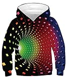 Goodstoworld 3D Pullover Kinder Hoodie Jungen Pulli Mädchen Kapuzenpullis Farbwirbel Pullover Kapuze Langarm Sweatshirt 9-11 Jahre
