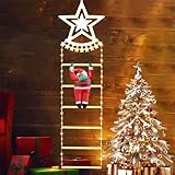 Anyingkai LED Weihnachtsmann Leiter,1.75M Leiter Lichterkette mit Weihnachtsmann mit Timer,Speicherfunktion,8 Modi,für Innen Außen Weihnachtsbaum Fenster Weihnachten Deko