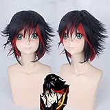 Töte La Töte Matoi Ryuko Cosplay Perücken Für Frauen Kurze Lockige Synthetische Haarperücke Schwarz Und Rot Farbverlauf Anime Universal