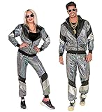 W WIDMANN MILANO Party Fashion - Kostüm Trainingsanzug 80er Jahre, Disco Kugel, Jogginganzug, Retro-Style, für Karneval, Mottopartys