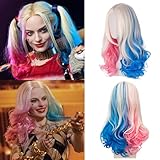 AJDSK Halloween Quinn Cosplay Perücke: Rosa blaue Kostüm Perücke Suicide Squad, Filmheldin Cosplay Perücke, Kostüm Perücke für Damen Mädchen Halloween Karneval Mottopartys Verkleidung