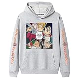 IPOVOQ The Seven Deadly Sins Hoodie Anime Meliodas Cosplay Kostüm Gedruckt Pullover Langarm Sweatshirt Jacke Tops für Damen Herren