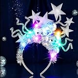 Fashband Leuchtendes Stirnband LED-Disco-Kugel-Haarband Glitzer Stern Haarband Rave Party Festival Karneval Haarschmuck für Frauen