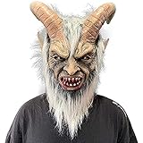 WBTY Krampus-Maske, Gruselige Halloween-Maske, Horror-Teufel, Latex-Maske, Halloween, Cosplay, Party, Kostüm, Requisiten, Einheitsgröße (Schwarz)