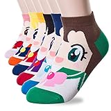 Yancos Sailor Moon Cute Cartoon Socken 6 Paar, Mehrfarbig, Einheitsgröße
